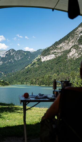 Camping Seeblick Toni Blick auf den See
