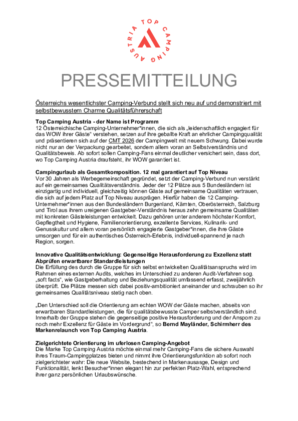 Pressemitteilung deutsch