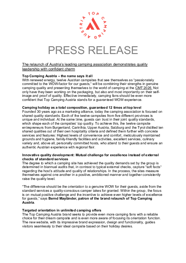 Pressemitteilung englisch